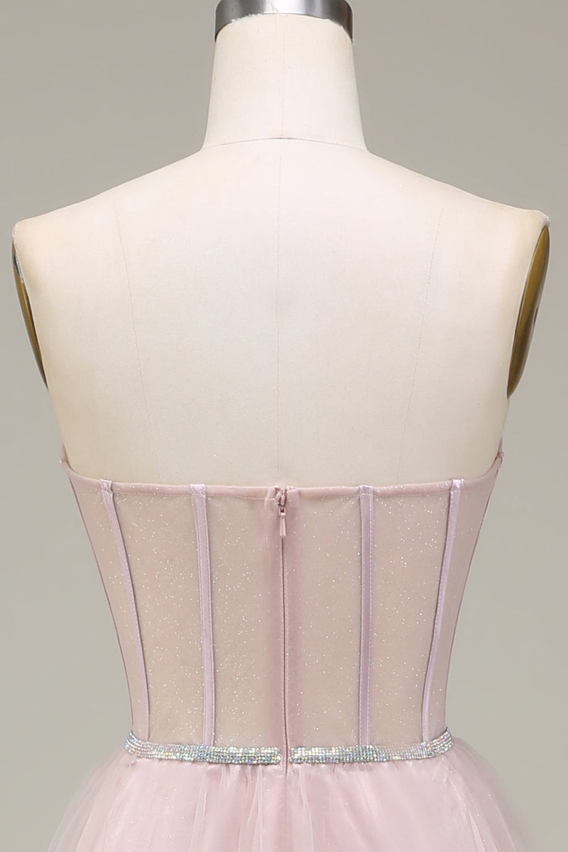 Load image into Gallery viewer, Tulle Sweetheart Light Pink Formal Dress with Corset