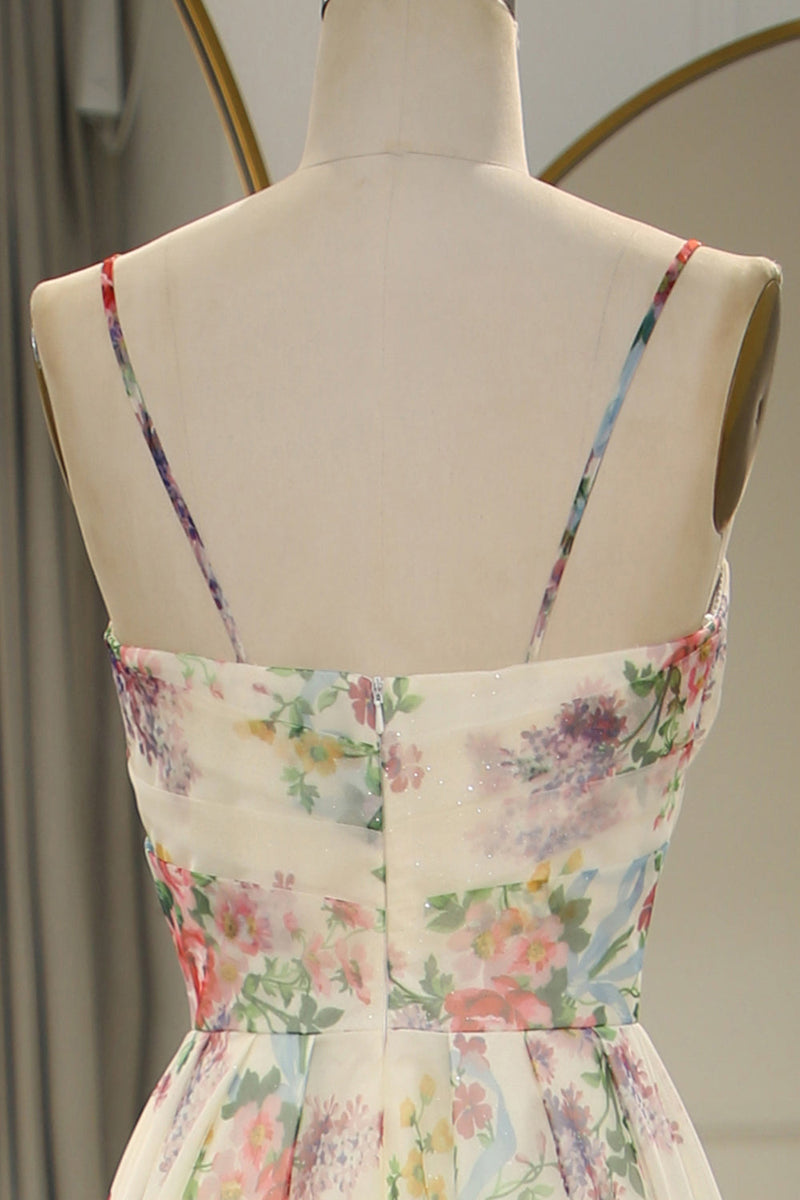 Load image into Gallery viewer, A Line Flower Long Formal Dress With Slit