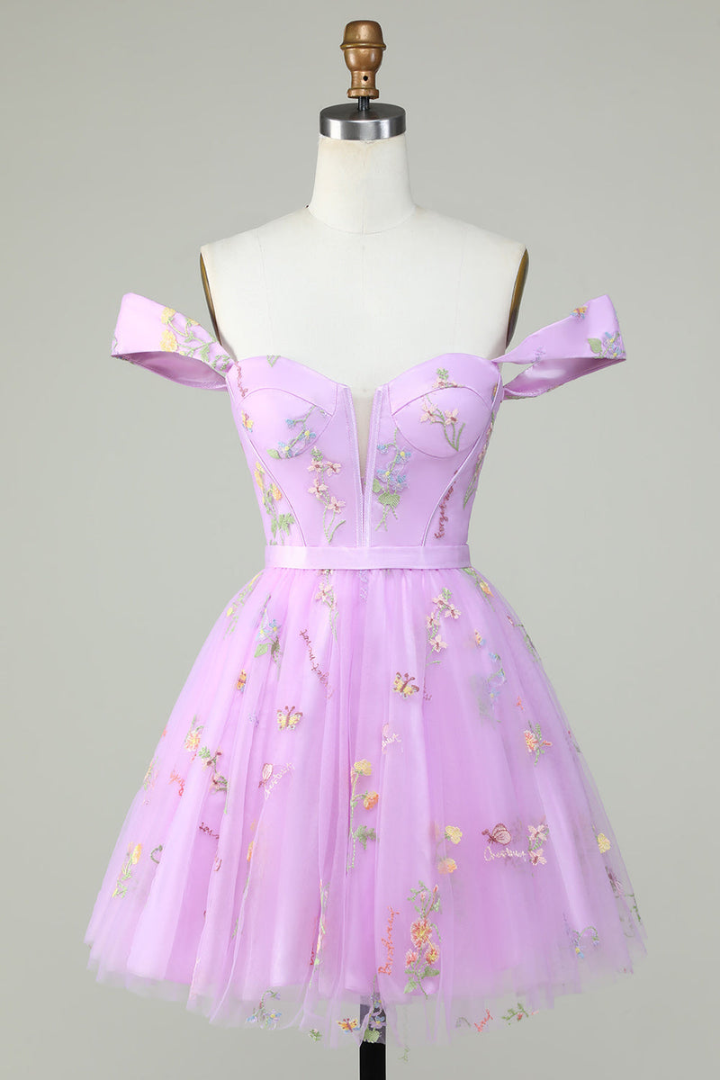Load image into Gallery viewer, Cute A Line Sweetheart Grey Blue Short Formal Dress with Embroidery