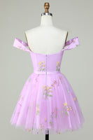 Load image into Gallery viewer, Cute A Line Sweetheart Grey Blue Short Formal Dress with Embroidery