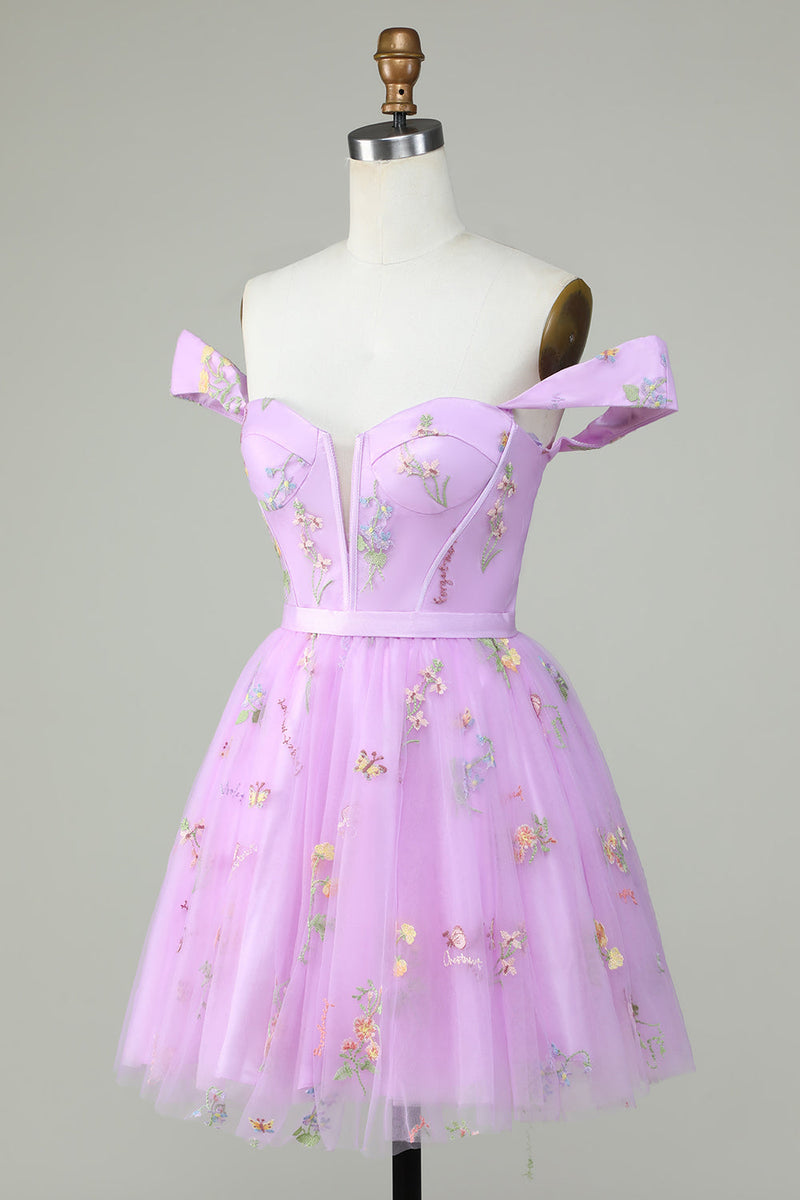 Load image into Gallery viewer, Cute A Line Sweetheart Grey Blue Short Formal Dress with Embroidery