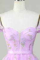 Load image into Gallery viewer, Cute A Line Sweetheart Grey Blue Short Formal Dress with Embroidery
