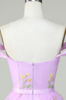 Load image into Gallery viewer, Cute A Line Sweetheart Grey Blue Short Formal Dress with Embroidery