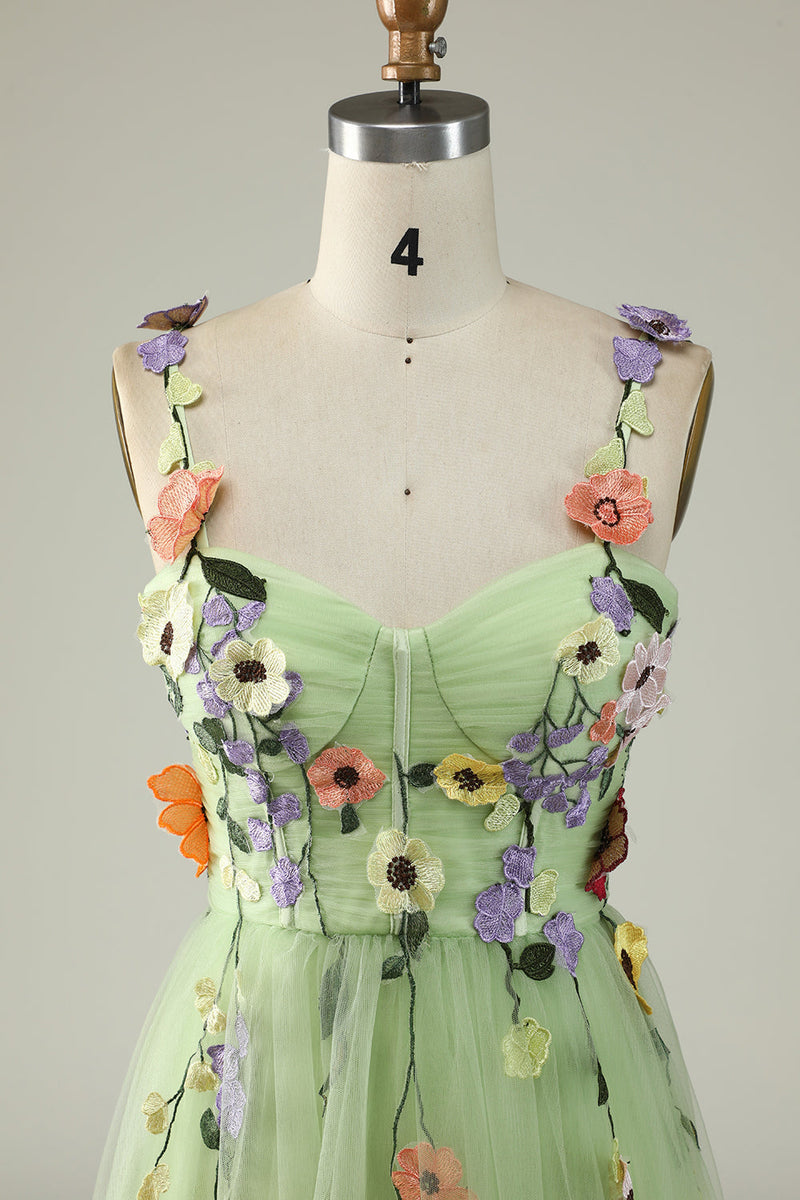Load image into Gallery viewer, Purple Spaghetti Straps Long Formal Dress With 3D Flowers