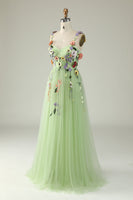 Load image into Gallery viewer, Purple Spaghetti Straps Long Formal Dress With 3D Flowers