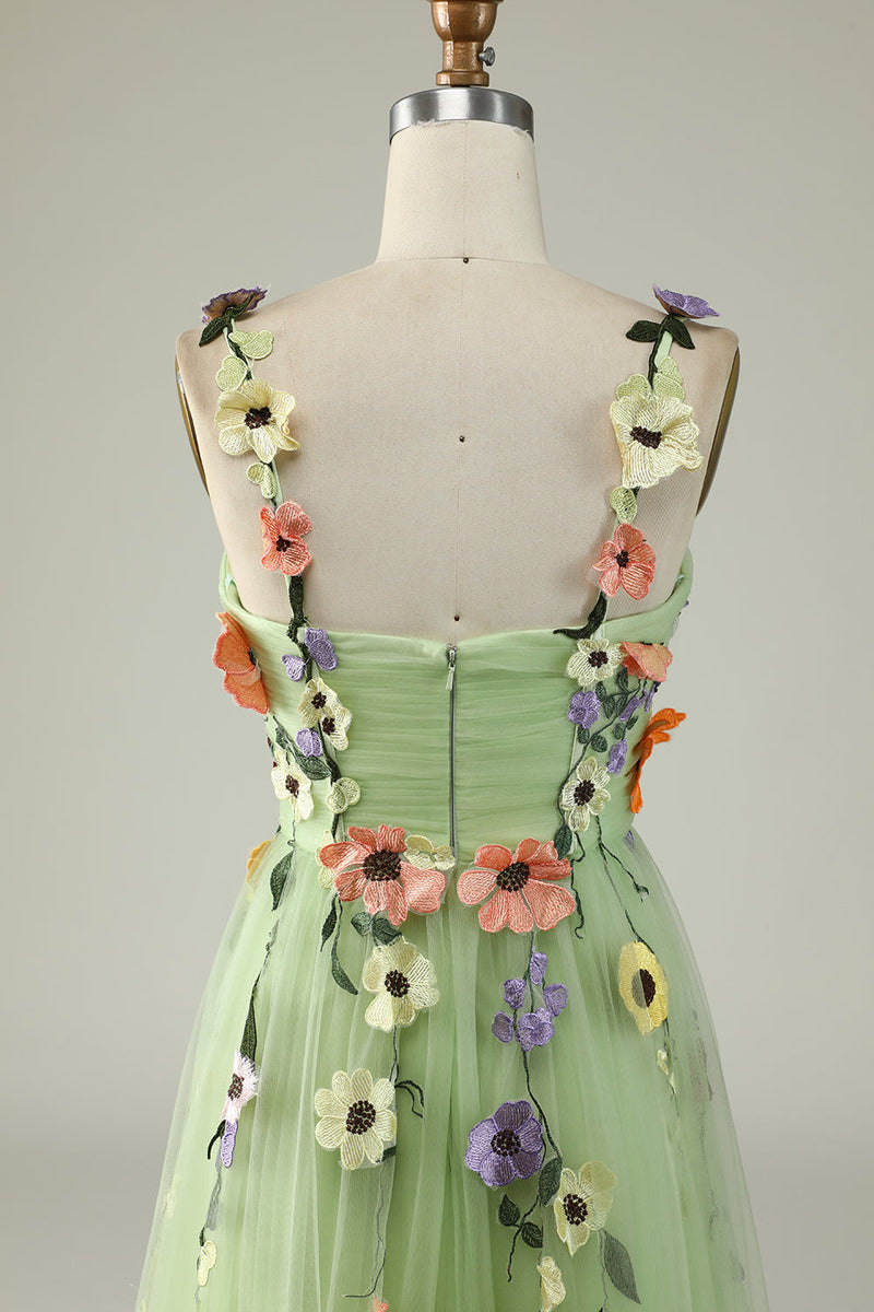 Load image into Gallery viewer, Purple Spaghetti Straps Long Formal Dress With 3D Flowers