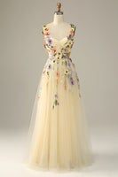 Load image into Gallery viewer, Dark Purple Spaghetti Straps Formal Dress With 3D Flowers