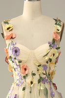 Load image into Gallery viewer, Purple Spaghetti Straps Long Formal Dress With 3D Flowers