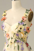 Load image into Gallery viewer, Purple Spaghetti Straps Long Formal Dress With 3D Flowers