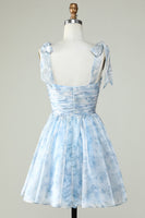 Load image into Gallery viewer, Blue A Line Spaghetti Straps Short Formal Dress