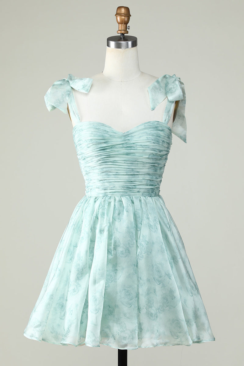 Load image into Gallery viewer, Blue A Line Spaghetti Straps Short Formal Dress