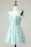 Load image into Gallery viewer, Blue A Line Spaghetti Straps Short Formal Dress