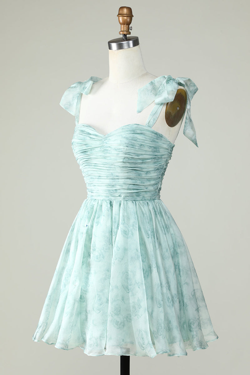 Load image into Gallery viewer, Blue A Line Spaghetti Straps Short Formal Dress