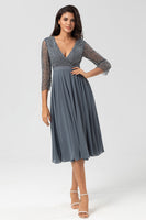 Load image into Gallery viewer, Beaded Eucalyptus Bridesmaid Dress with Sleeves