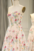 Load image into Gallery viewer, Ivory Flower Tulle Sweetheart Long Corset Formal Dress