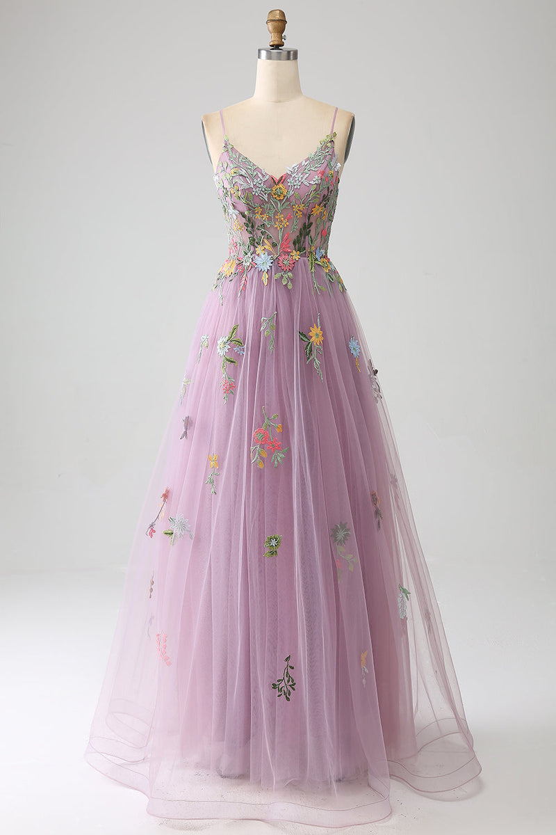 Tulle Pleated Bodice Spaghetti Straps Dresses Vintage Mauve Plus Size