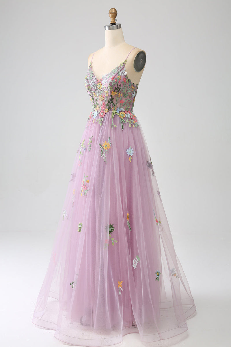 Tulle Pleated Bodice Spaghetti Straps Dresses Vintage Mauve