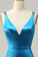 Load image into Gallery viewer, Blue Mermaid Backless Long Formal Dress