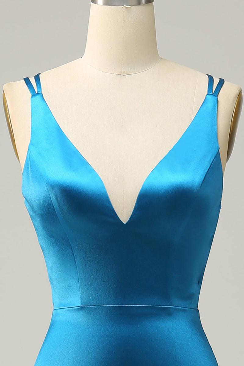 Load image into Gallery viewer, Blue Mermaid Backless Long Formal Dress