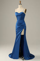 Load image into Gallery viewer, Royal Blue Spaghetti Straps Mermaid Formal Dress
