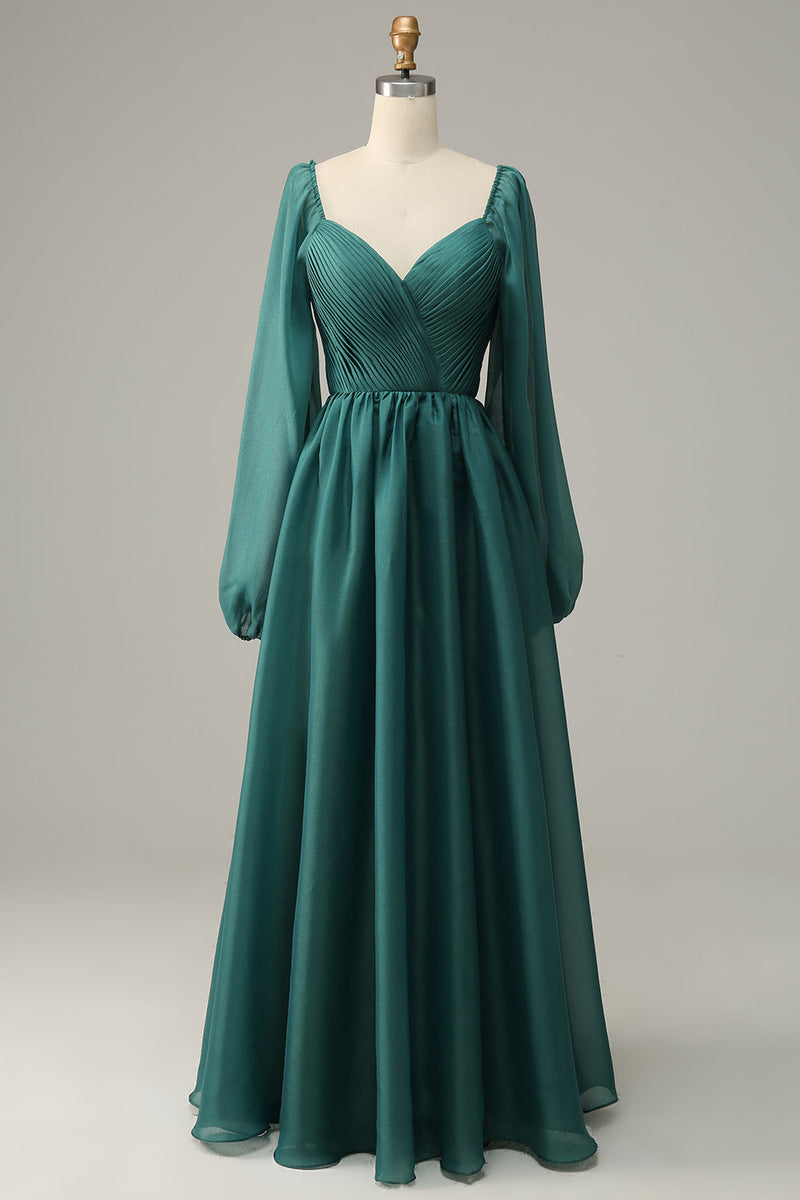 Load image into Gallery viewer, Navy Off Shoulder Long Sleeves Formal Dress with Ruffles