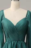 Load image into Gallery viewer, Navy Off Shoulder Long Sleeves Formal Dress with Ruffles