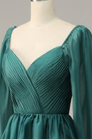 Load image into Gallery viewer, Navy Off Shoulder Long Sleeves Formal Dress with Ruffles