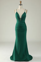 Load image into Gallery viewer, Mermaid Deep V-Neck Royal Blue Long Formal Dress