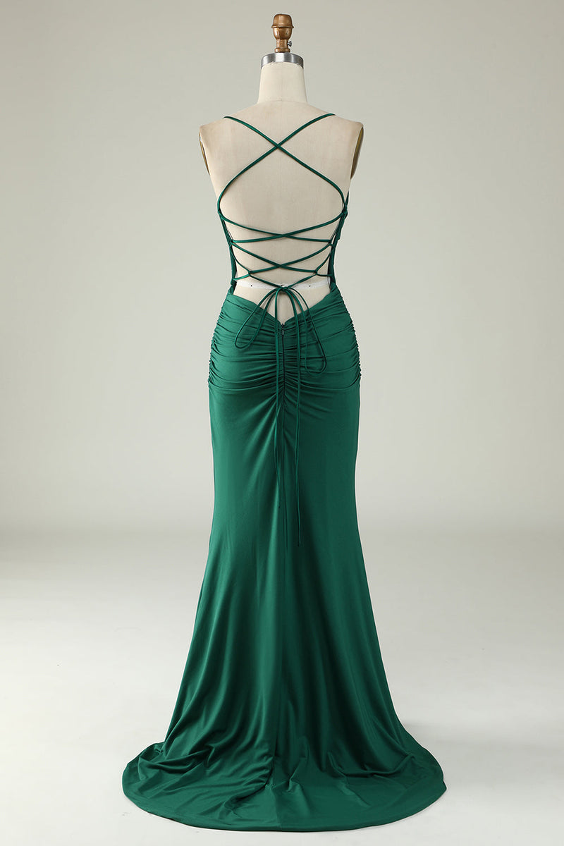 Load image into Gallery viewer, Mermaid Deep V-Neck Royal Blue Long Formal Dress