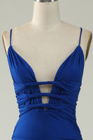Load image into Gallery viewer, Mermaid Deep V-Neck Royal Blue Long Formal Dress
