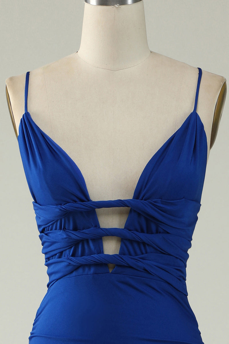 Load image into Gallery viewer, Mermaid Deep V-Neck Royal Blue Long Formal Dress
