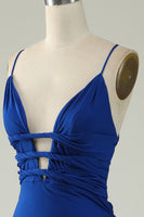 Load image into Gallery viewer, Mermaid Deep V-Neck Royal Blue Long Formal Dress