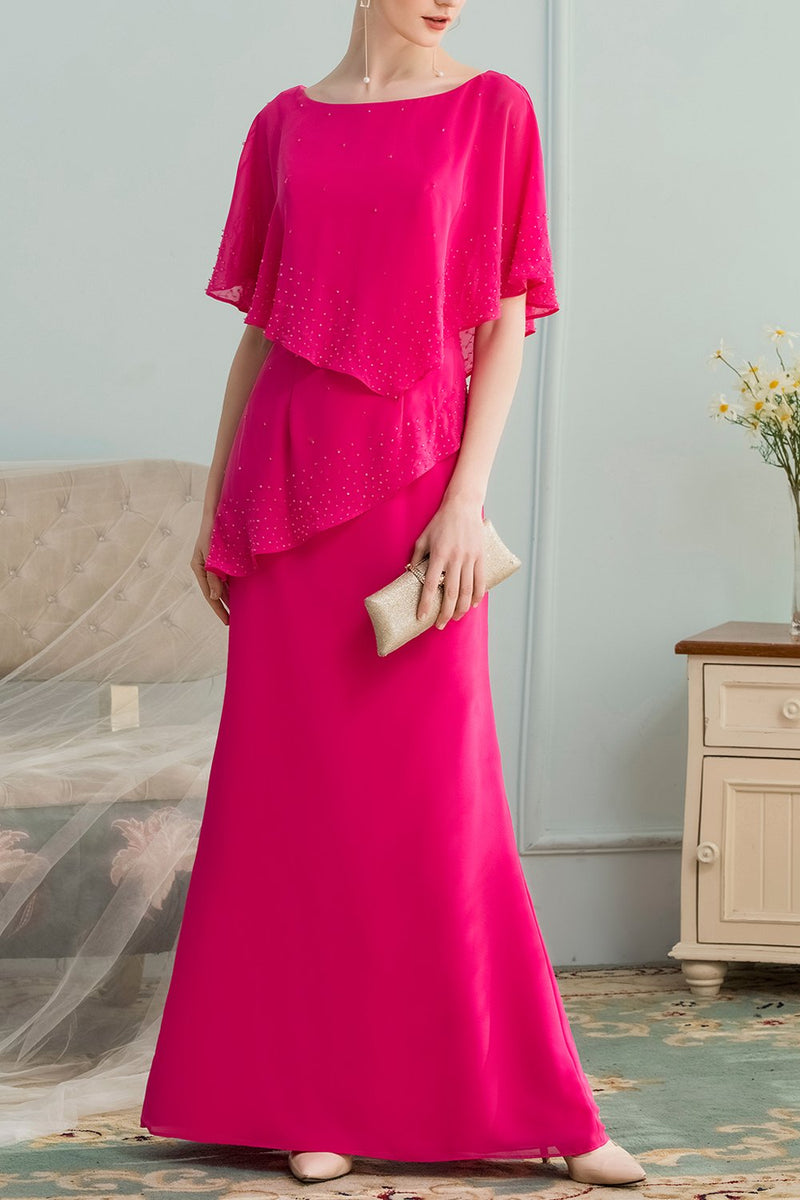 Load image into Gallery viewer, A-line Long Chiffon Mother Of The Bride Dress with Beading