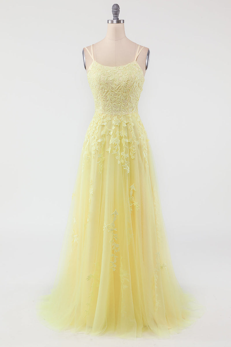 Load image into Gallery viewer, Appliques Purple Tulle Formal Dress