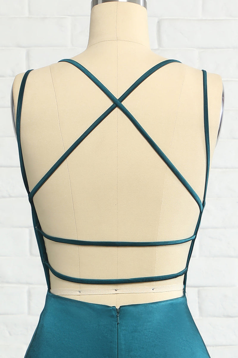 Load image into Gallery viewer, Blue Mermaid Backless Long Formal Dress
