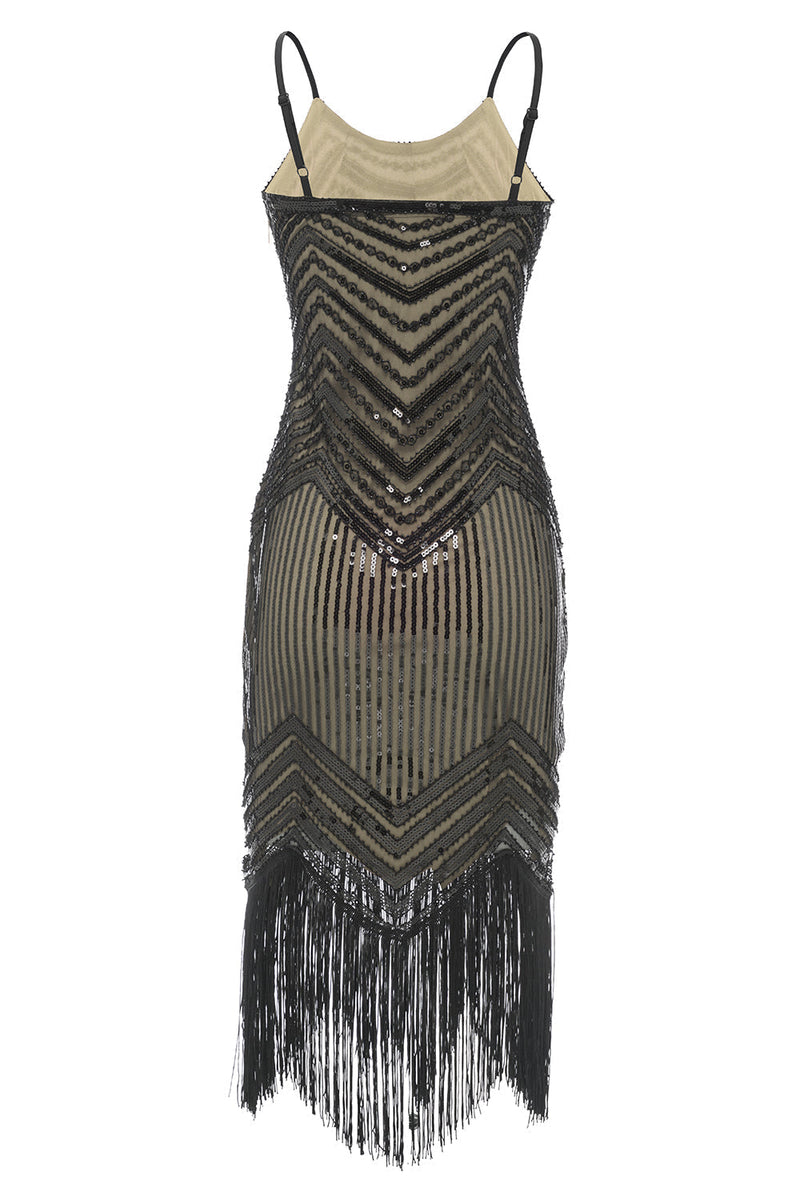 Load image into Gallery viewer, Black Red Spaghetti Straps 1920s Dress