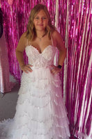 Load image into Gallery viewer, Glitter Black A-Line Lace Long Formal Dress with Slit