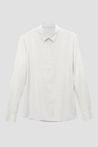 White Solid Long Sleeves Men's Suit Shirt