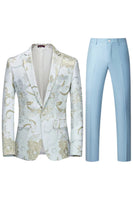 Load image into Gallery viewer, Light Pink Jacquard 2 Piece Notched Lapel  Men&#39;s Prom Tuxedos