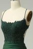 Load image into Gallery viewer, Dark Green Spaghetti Straps Mermaid Long Formal Dress with Appliques