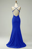 Load image into Gallery viewer, Dark Green Spaghetti Straps Mermaid Long Formal Dress with Appliques