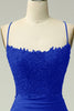 Load image into Gallery viewer, Dark Green Spaghetti Straps Mermaid Long Formal Dress with Appliques