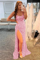 Load image into Gallery viewer, Light Pink Mermaid Backless Long Formal Dress with Slit