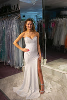 Load image into Gallery viewer, White Mermaid Sweetheart Long Formal Dress With Slit