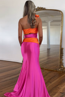 Load image into Gallery viewer, Fuchsia Satin Cut Out Long Formal Dress with Slit
