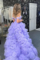 Load image into Gallery viewer, Lilac Tiered Corset Off the Shoulder Long Formal Dress