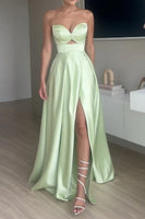Load image into Gallery viewer, Green Keyhole A Line Sweetheart Long Formal Dress With Slit