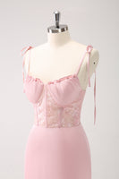 Load image into Gallery viewer, Green Mermaid Spaghetti Straps Satin Long Bridesmaid Dress with Slit