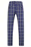 Load image into Gallery viewer, Royal Blue Plaid Peak Lapel Double Breasted 2 Piece Men&#39;s Formal Suit