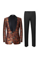 Load image into Gallery viewer, Brown Jacquard Shawl Lapel Men&#39;s 2 Pieces Suits